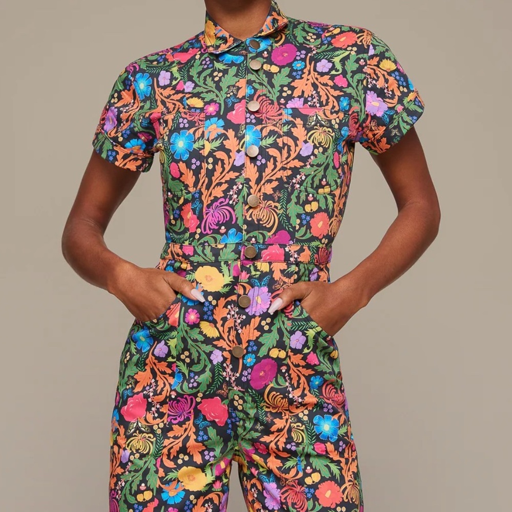 NWT XS Mixed by Nasrin Aurelia floral colorful Jumpsuit